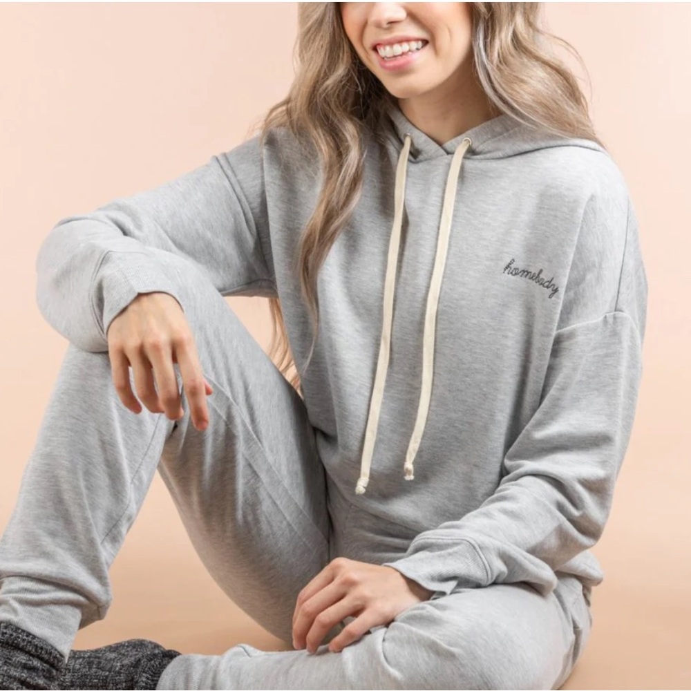 Magnolia Light Gray Women's Hoodie Sweater “Homebody” Size Medium